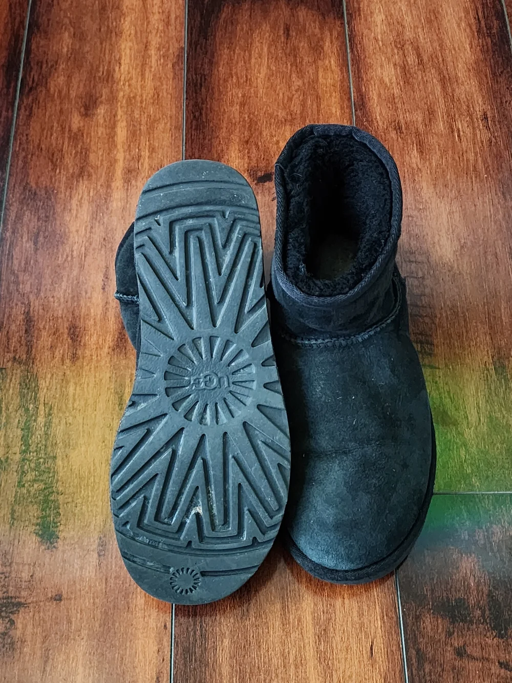 UGG Classic Mini II Black Suede Sheepskin Boots Women's US 6 EU 37
